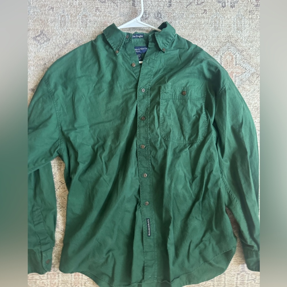 Abercrombie & Fitch Men's Green Casual Button-Down Shirt